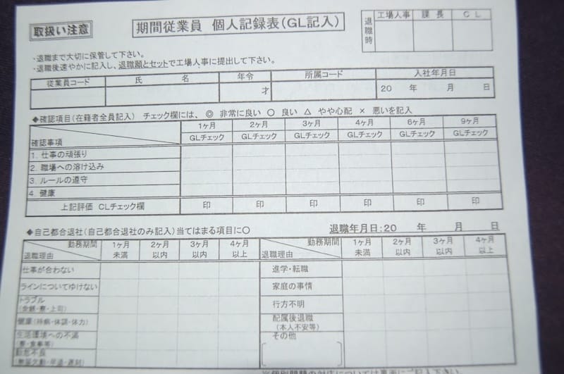 ひさしぶりの期間従業員