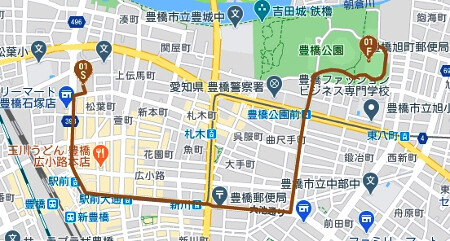 tokyo2020聖火リレー　豊橋市ルートマップ