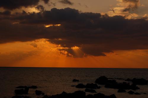 羽根岬の夕焼け　日輪
