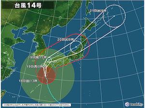 日本気象協会　台風14号進路図