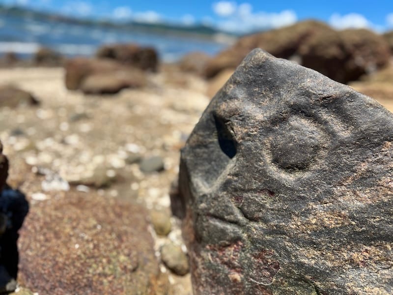 採石場跡の刻印石（一引きに〇）