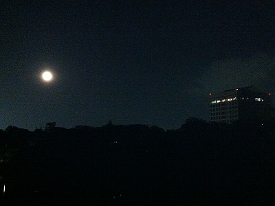 豊橋市役所と満月